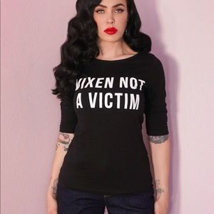Vixen not a victim black cotton boat neck blouse